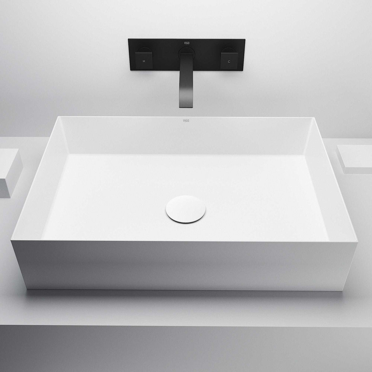 UltraThin™ Modern White Matte Stone™ 22 in. L x 15 in. W Rectangular Vessel Bathroom Sink