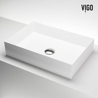 UltraThin™ Modern White Matte Stone™ 22 in. L x 15 in. W Rectangular Vessel Bathroom Sink