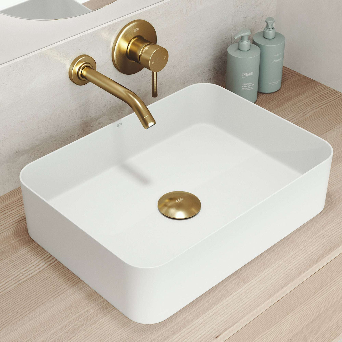 UltraThin™ Modern White Matte Stone™ 19 in. L x 14 in. W Rectangular Vessel Bathroom Sink
