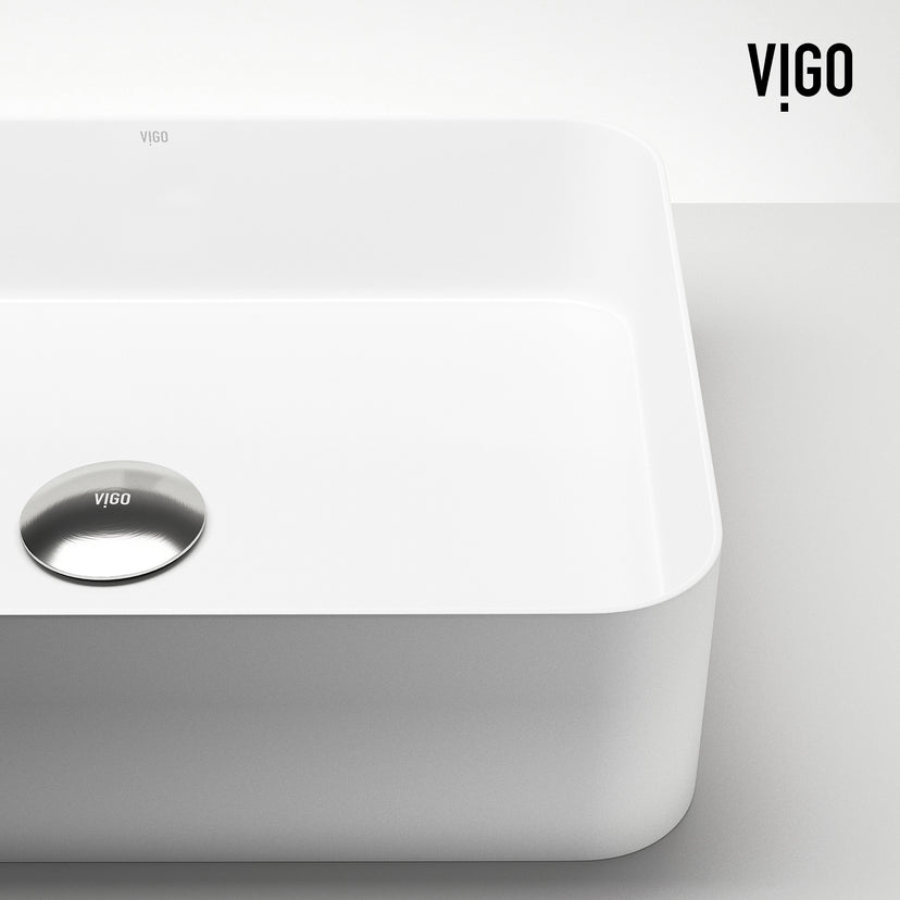 UltraThin™ Modern White Matte Stone™ 19 in. L x 14 in. W Rectangular Vessel Bathroom Sink