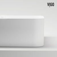 UltraThin™ Modern White Matte Stone™ 19 in. L x 14 in. W Rectangular Vessel Bathroom Sink