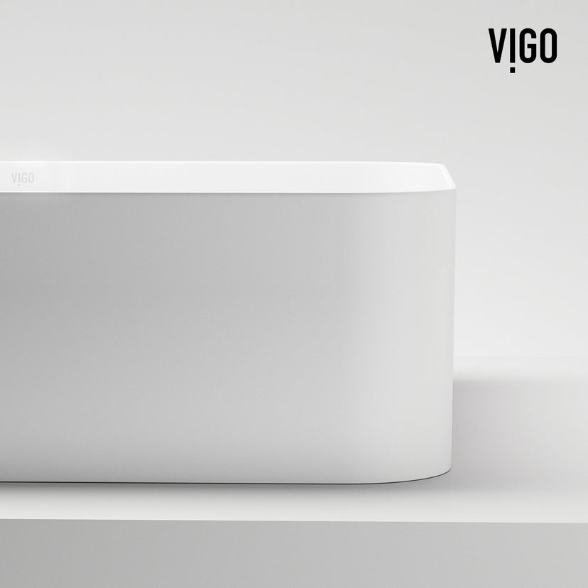 UltraThin™ Modern White Matte Stone™ 19 in. L x 14 in. W Rectangular Vessel Bathroom Sink