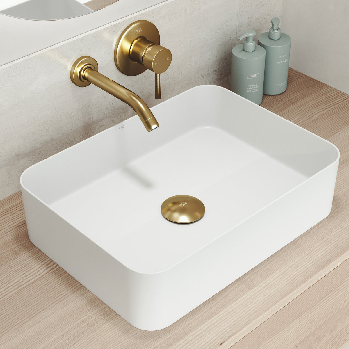UltraThin™ Modern White Matte Stone™ 19 in. L x 14 in. W Rectangular Vessel Bathroom Sink