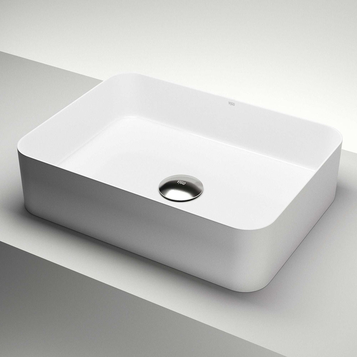 UltraThin™ Modern White Matte Stone™ 19 in. L x 14 in. W Rectangular Vessel Bathroom Sink
