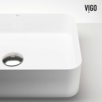 UltraThin™ Modern White Matte Stone™ 19 in. L x 14 in. W Rectangular Vessel Bathroom Sink