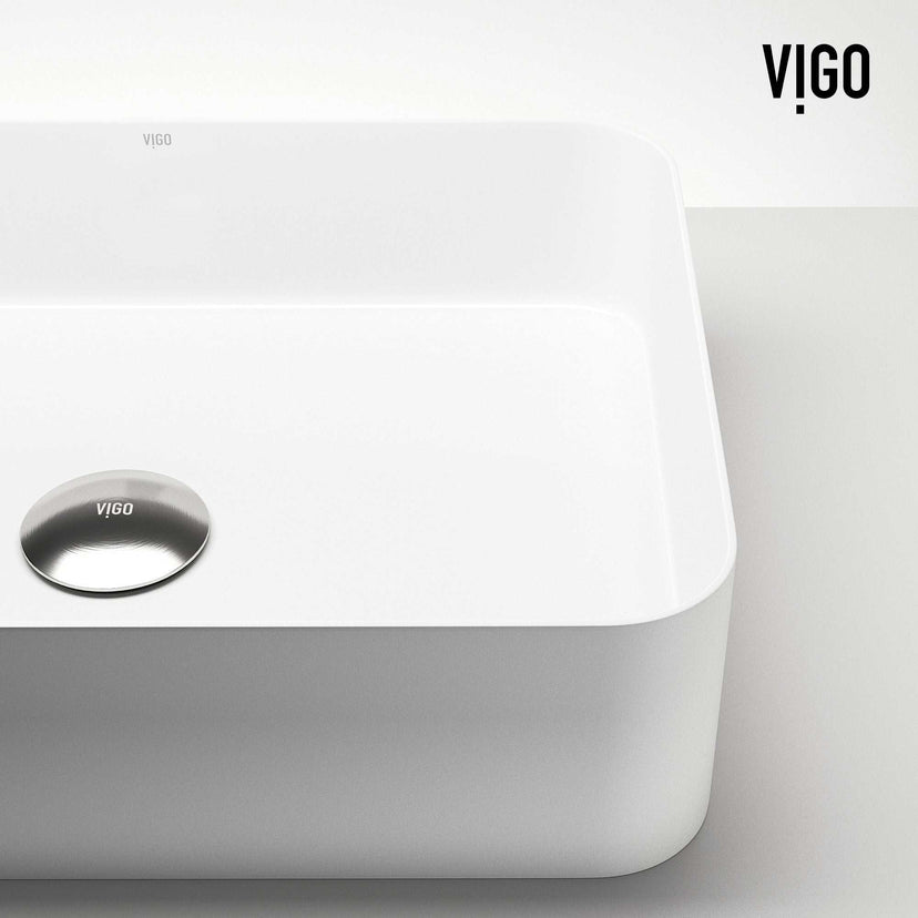 UltraThin™ Modern White Matte Stone™ 19 in. L x 14 in. W Rectangular Vessel Bathroom Sink