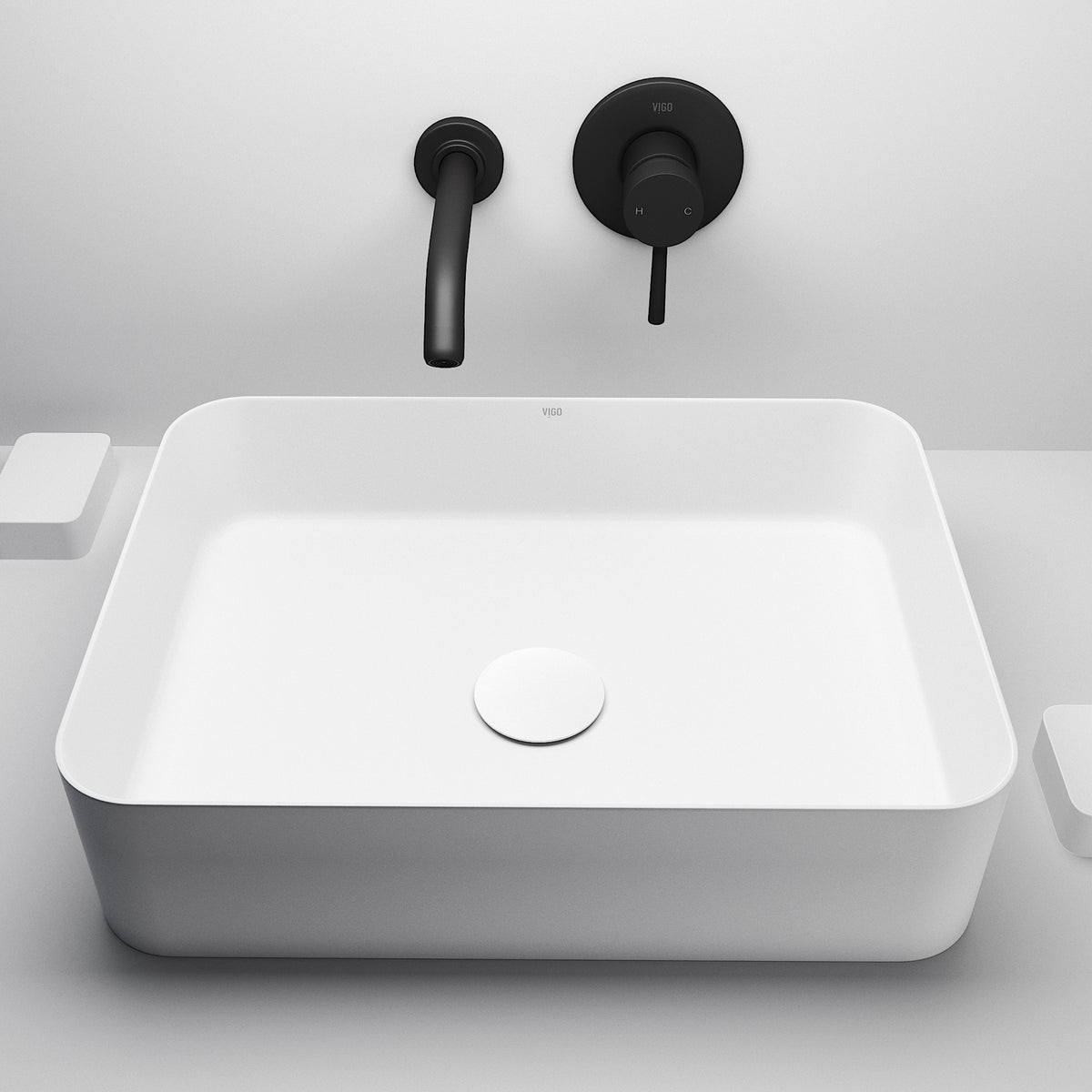 UltraThin™ Modern White Matte Stone™ 19 in. L x 14 in. W Rectangular Vessel Bathroom Sink