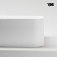 UltraThin™ Modern White Matte Stone™ 19 in. L x 14 in. W Rectangular Vessel Bathroom Sink