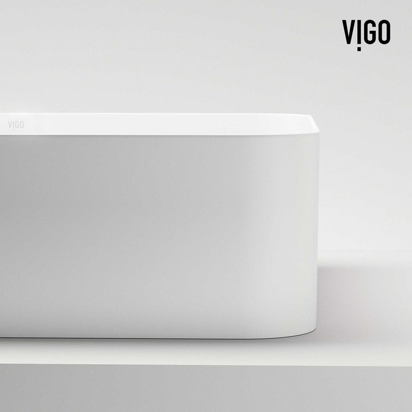 UltraThin™ Modern White Matte Stone™ 19 in. L x 14 in. W Rectangular Vessel Bathroom Sink