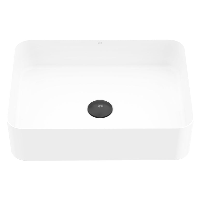 UltraThin™ Modern White Matte Stone™ 19 in. L x 14 in. W Rectangular Vessel Bathroom Sink