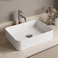 UltraThin™ Modern White Matte Stone™ 19 in. L x 14 in. W Rectangular Vessel Bathroom Sink