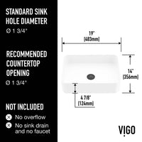 UltraThin™ Modern White Matte Stone™ 19 in. L x 14 in. W Rectangular Vessel Bathroom Sink