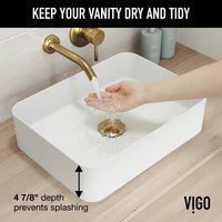 UltraThin™ Modern White Matte Stone™ 19 in. L x 14 in. W Rectangular Vessel Bathroom Sink