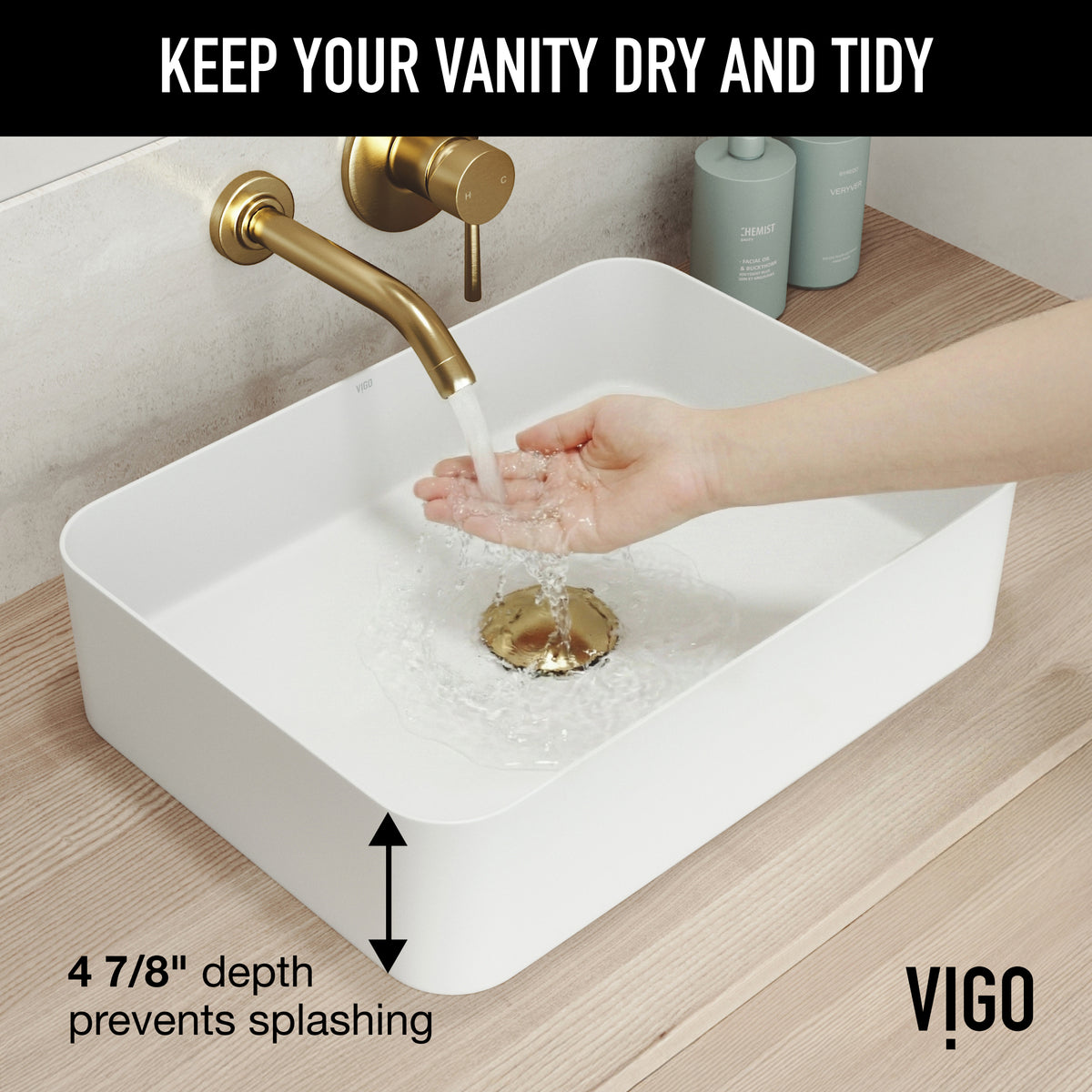 UltraThin™ Modern White Matte Stone™ 19 in. L x 14 in. W Rectangular Vessel Bathroom Sink