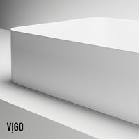 UltraThin™ Modern White Matte Stone™ 19 in. L x 14 in. W Rectangular Vessel Bathroom Sink