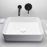 UltraThin™ Modern White Matte Stone™ 19 in. L x 14 in. W Rectangular Vessel Bathroom Sink