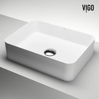 UltraThin™ Modern White Matte Stone™ 19 in. L x 14 in. W Rectangular Vessel Bathroom Sink