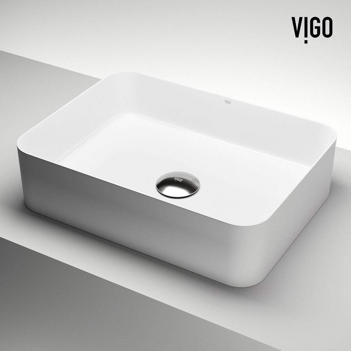 UltraThin™ Modern White Matte Stone™ 19 in. L x 14 in. W Rectangular Vessel Bathroom Sink