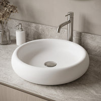 Elan Modern White Matte Stone™ 17 in. Round Vessel Bathroom Sink