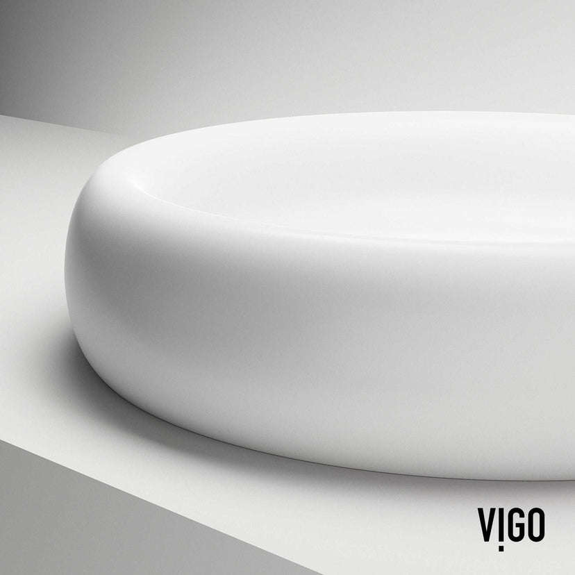 Elan Modern White Matte Stone™ 17 in. Round Vessel Bathroom Sink