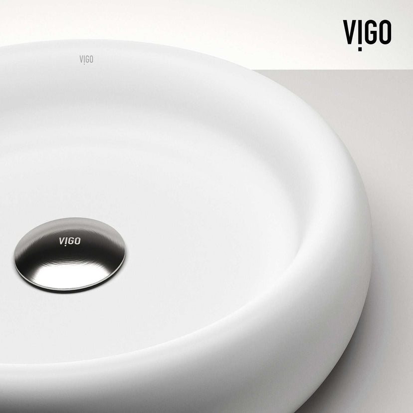 Elan Modern White Matte Stone™ 17 in. Round Vessel Bathroom Sink