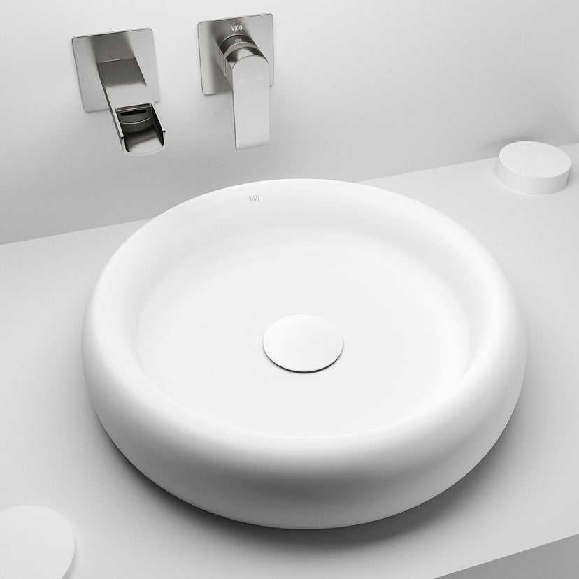Elan Modern White Matte Stone™ 17 in. Round Vessel Bathroom Sink