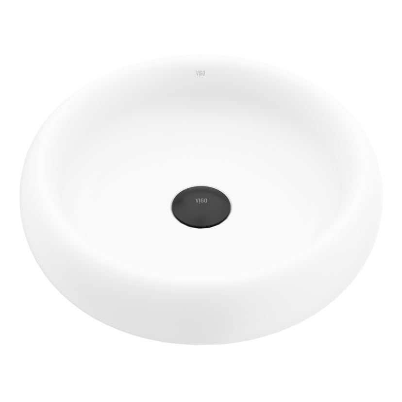 Elan Modern White Matte Stone™ 17 in. Round Vessel Bathroom Sink