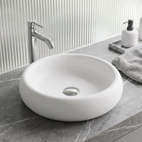 Elan Modern White Matte Stone™ 17 in. Round Vessel Bathroom Sink