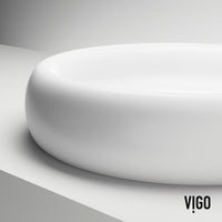 Elan Modern White Matte Stone™ 17 in. Round Vessel Bathroom Sink