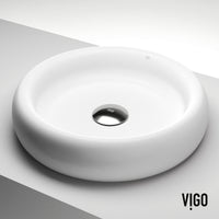 Elan Modern White Matte Stone™ 17 in. Round Vessel Bathroom Sink