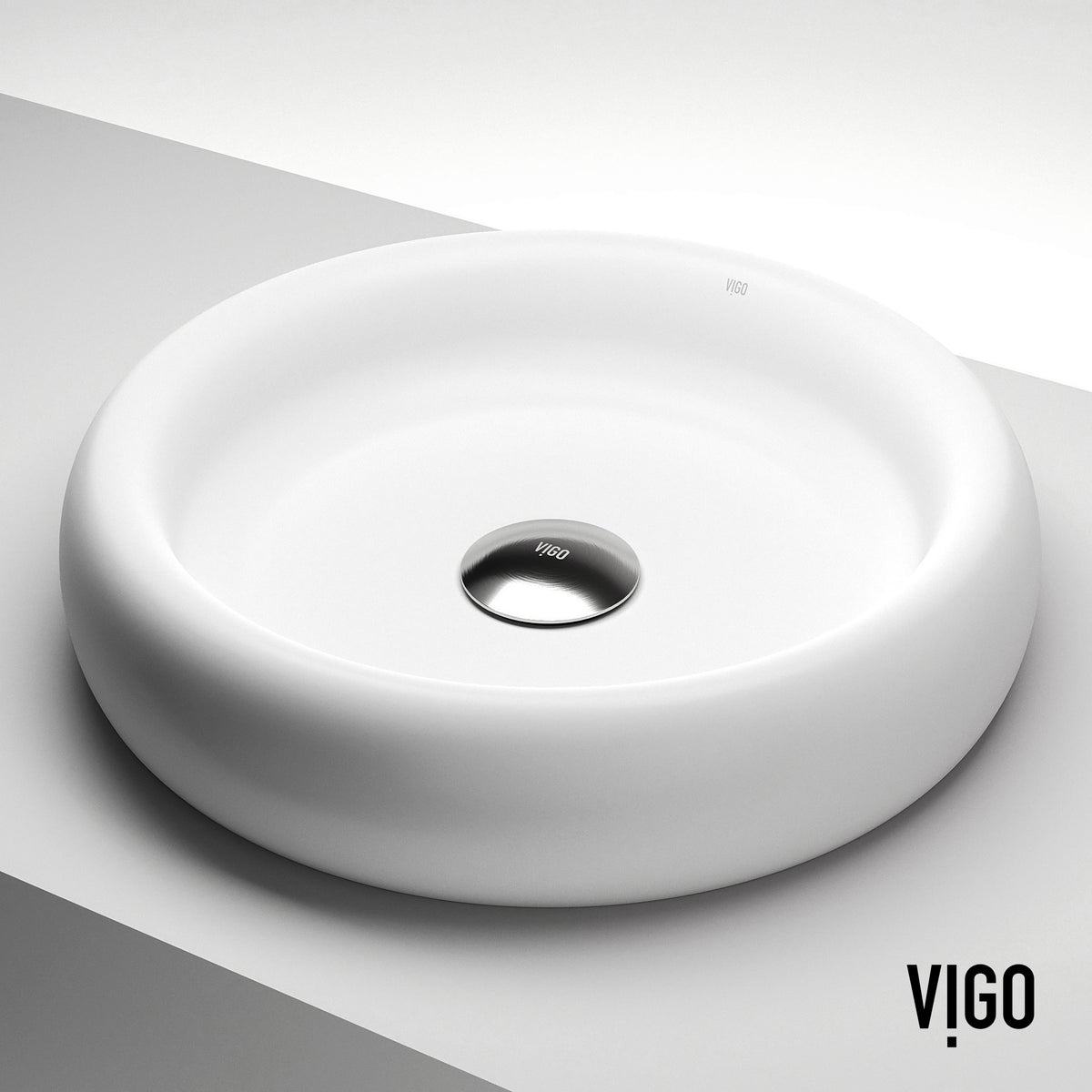 Elan Modern White Matte Stone™ 17 in. Round Vessel Bathroom Sink