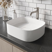 UltraThin™ Modern White Matte Stone™ 16 in. L x 14 in. W Rectangular Vessel Bathroom Sink