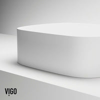 UltraThin™ Modern White Matte Stone™ 16 in. L x 14 in. W Rectangular Vessel Bathroom Sink