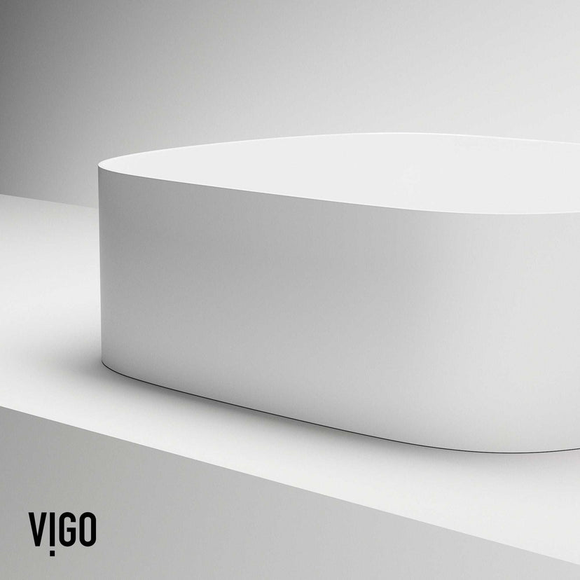 UltraThin™ Modern White Matte Stone™ 16 in. L x 14 in. W Rectangular Vessel Bathroom Sink