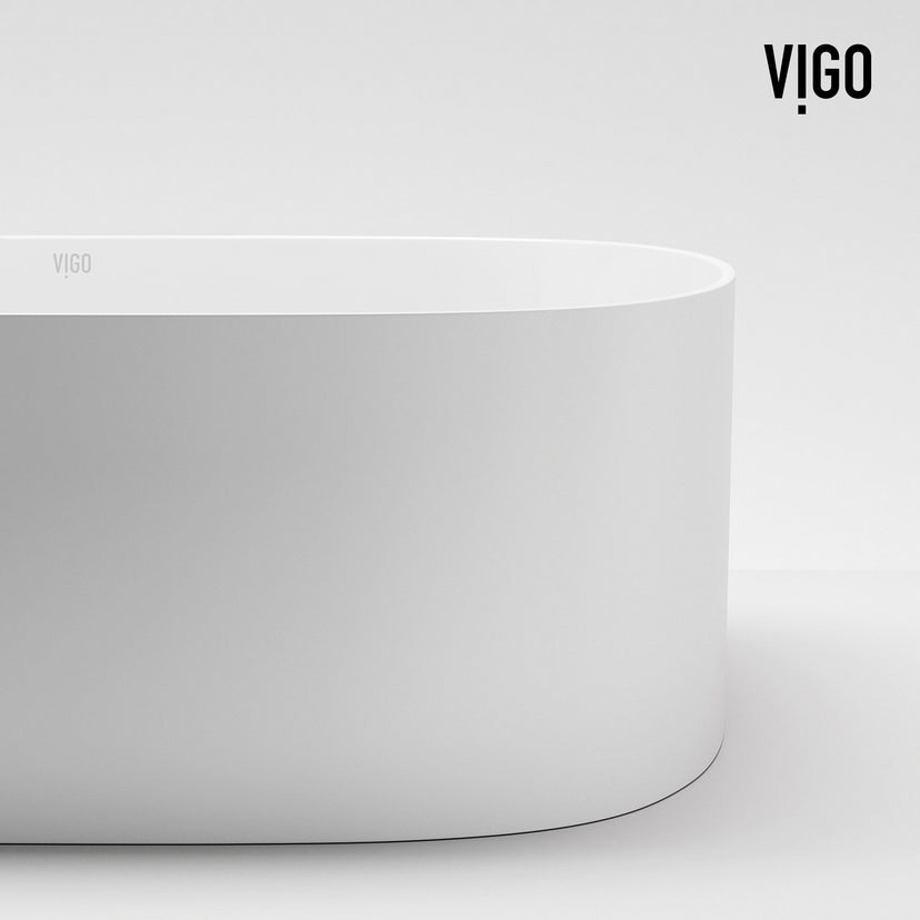 UltraThin™ Modern White Matte Stone™ 16 in. L x 14 in. W Rectangular Vessel Bathroom Sink