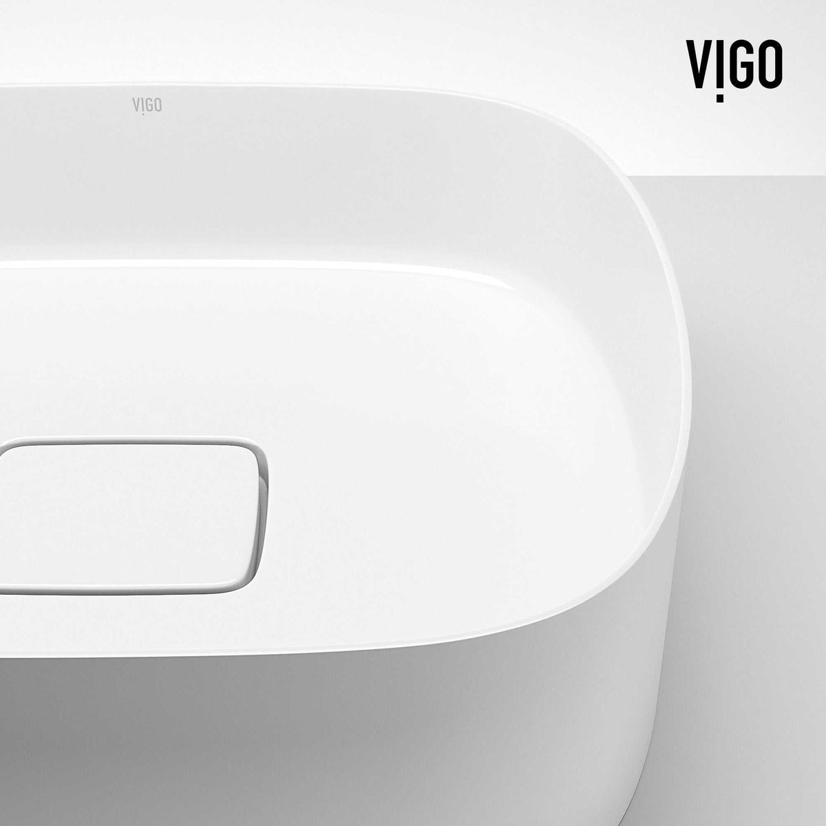UltraThin™ Modern White Matte Stone™ 16 in. L x 14 in. W Rectangular Vessel Bathroom Sink