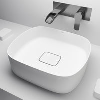 UltraThin™ Modern White Matte Stone™ 16 in. L x 14 in. W Rectangular Vessel Bathroom Sink