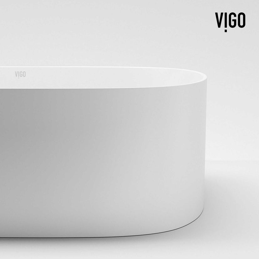 UltraThin™ Modern White Matte Stone™ 16 in. L x 14 in. W Rectangular Vessel Bathroom Sink