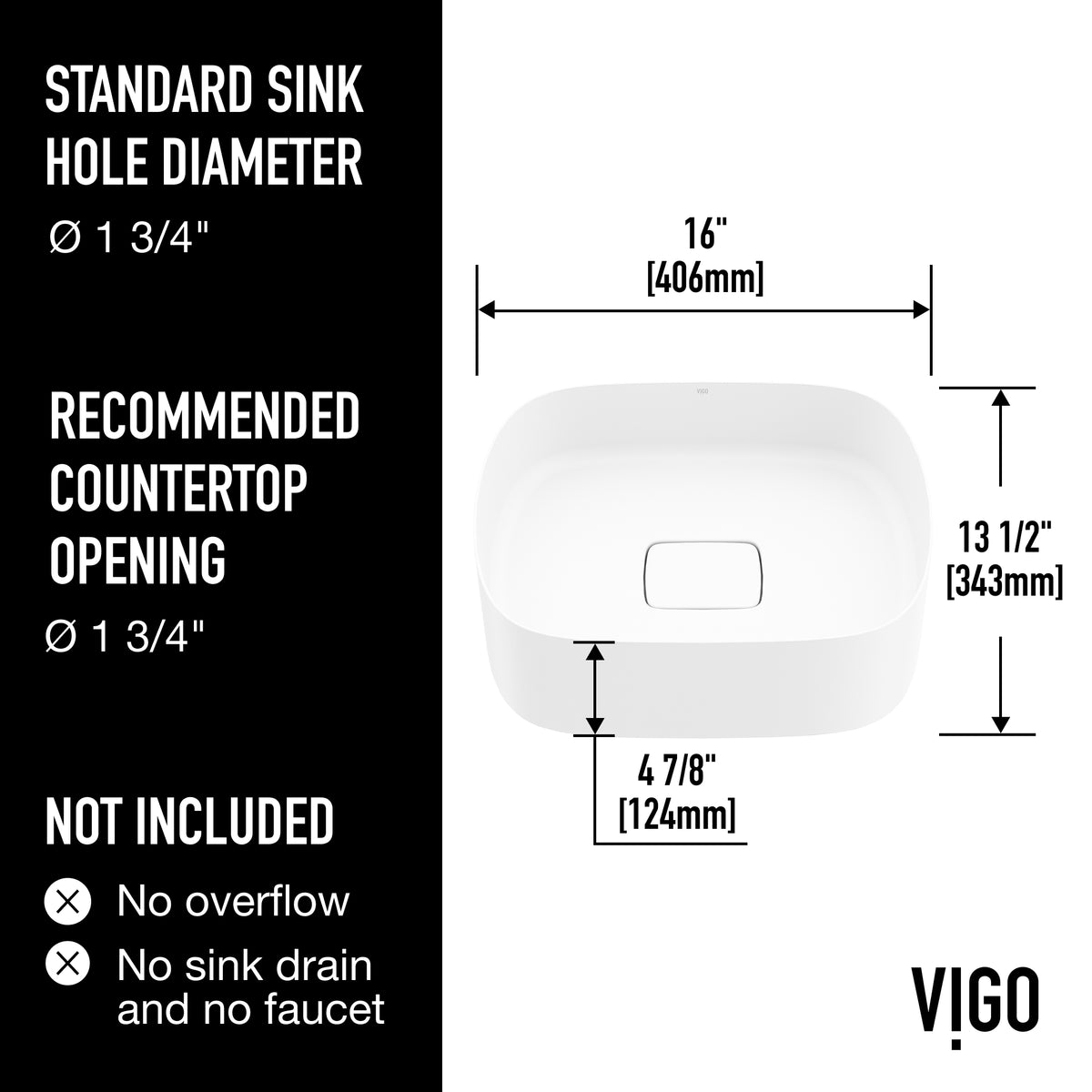 UltraThin™ Modern White Matte Stone™ 16 in. L x 14 in. W Rectangular Vessel Bathroom Sink