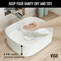 UltraThin™ Modern White Matte Stone™ 16 in. L x 14 in. W Rectangular Vessel Bathroom Sink