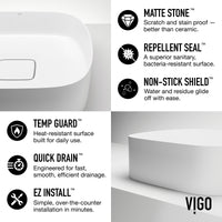 UltraThin™ Modern White Matte Stone™ 16 in. L x 14 in. W Rectangular Vessel Bathroom Sink