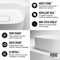 UltraThin™ Modern White Matte Stone™ 16 in. L x 14 in. W Rectangular Vessel Bathroom Sink