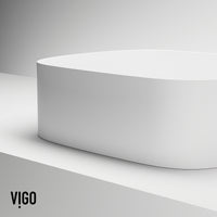 UltraThin™ Modern White Matte Stone™ 16 in. L x 14 in. W Rectangular Vessel Bathroom Sink
