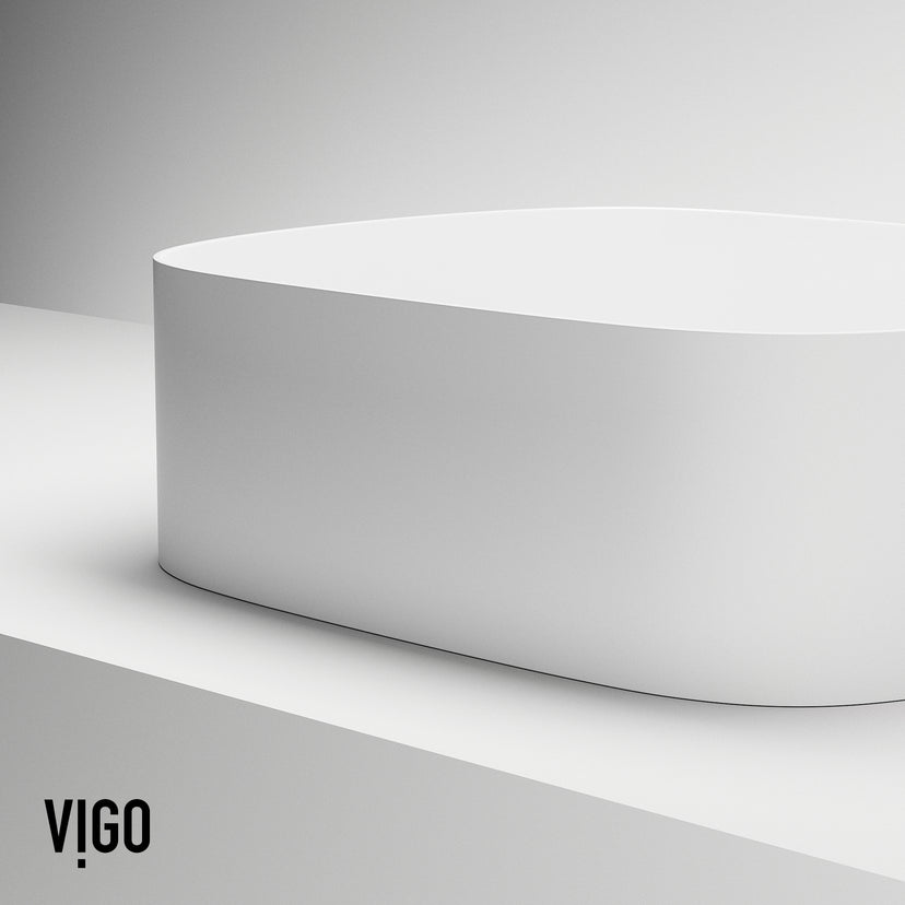 UltraThin™ Modern White Matte Stone™ 16 in. L x 14 in. W Rectangular Vessel Bathroom Sink