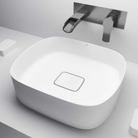 UltraThin™ Modern White Matte Stone™ 16 in. L x 14 in. W Rectangular Vessel Bathroom Sink