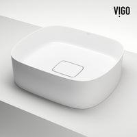 UltraThin™ Modern White Matte Stone™ 16 in. L x 14 in. W Rectangular Vessel Bathroom Sink