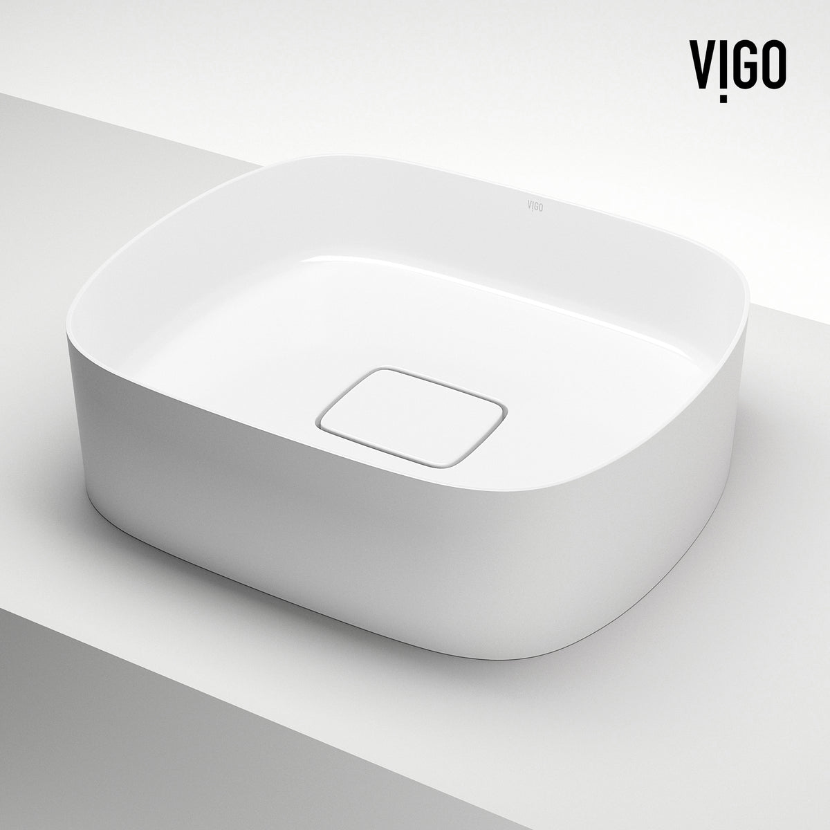 UltraThin™ Modern White Matte Stone™ 16 in. L x 14 in. W Rectangular Vessel Bathroom Sink