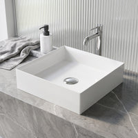 UltraThin™ Modern White Matte Stone™ 16 in. L x 16 in. W Square Vessel Bathroom Sink
