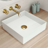 UltraThin™ Modern White Matte Stone™ 16 inches L x 16 in. W Square Vessel Bathroom Sink