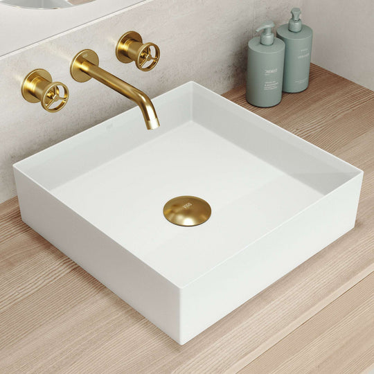 UltraThin™ Modern White Matte Stone™ 16 inches L x 16 in. W Square Vessel Bathroom Sink